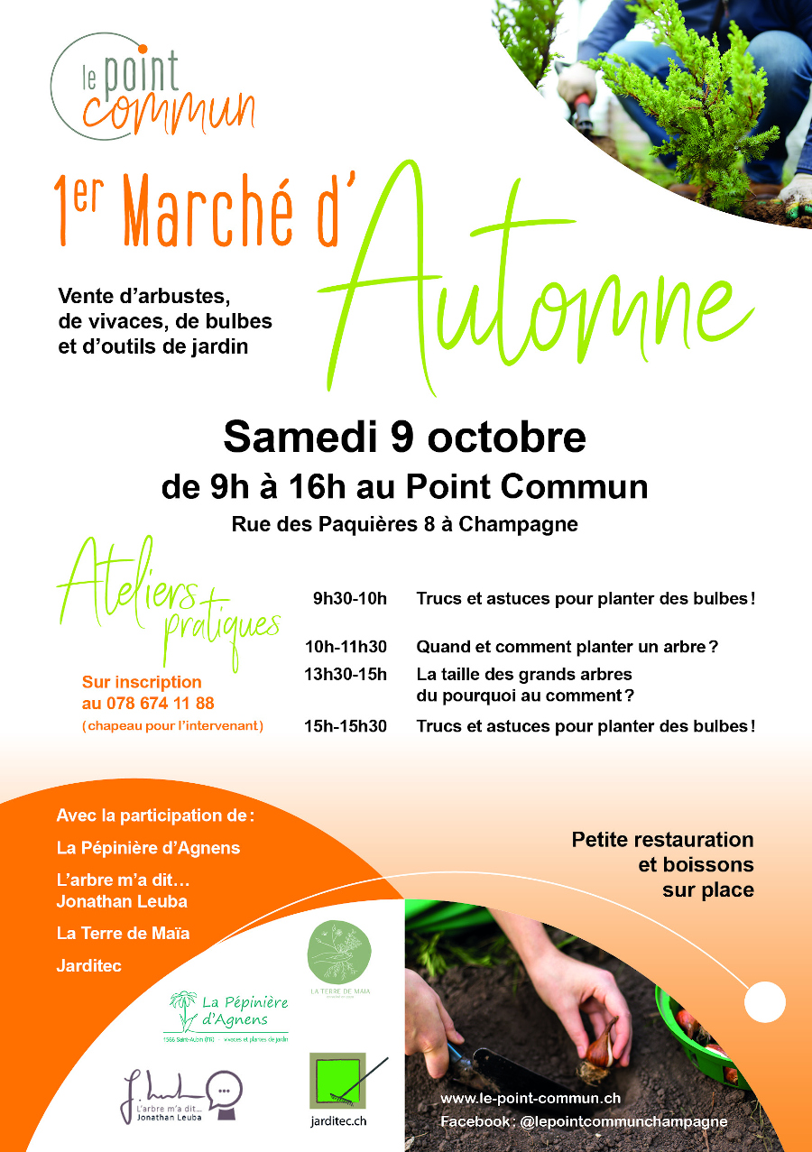 1er March d'Automne, Samedi 9 octobre 2021 de 9h  16h au Point Commun, Rue des Paquires 8, CH-1424 Champagne